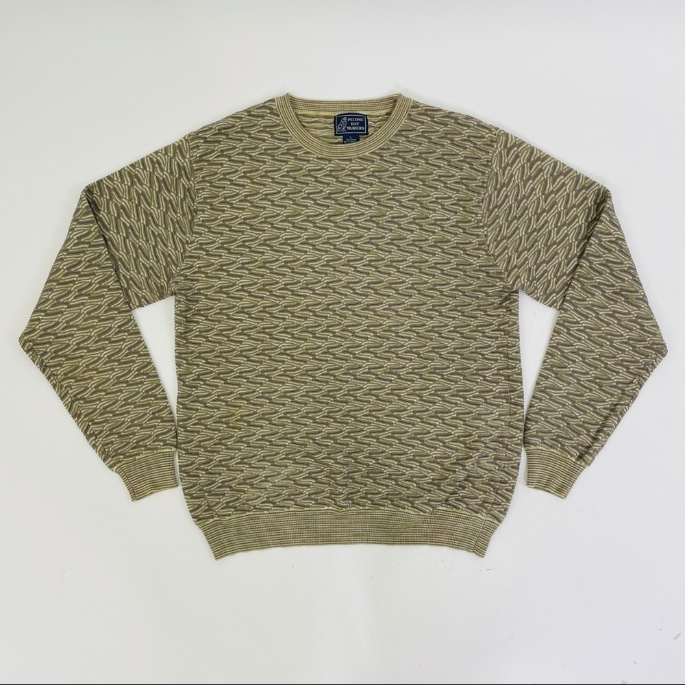 Vintage 90s Textured Wave 3D Earth Color Sweater
